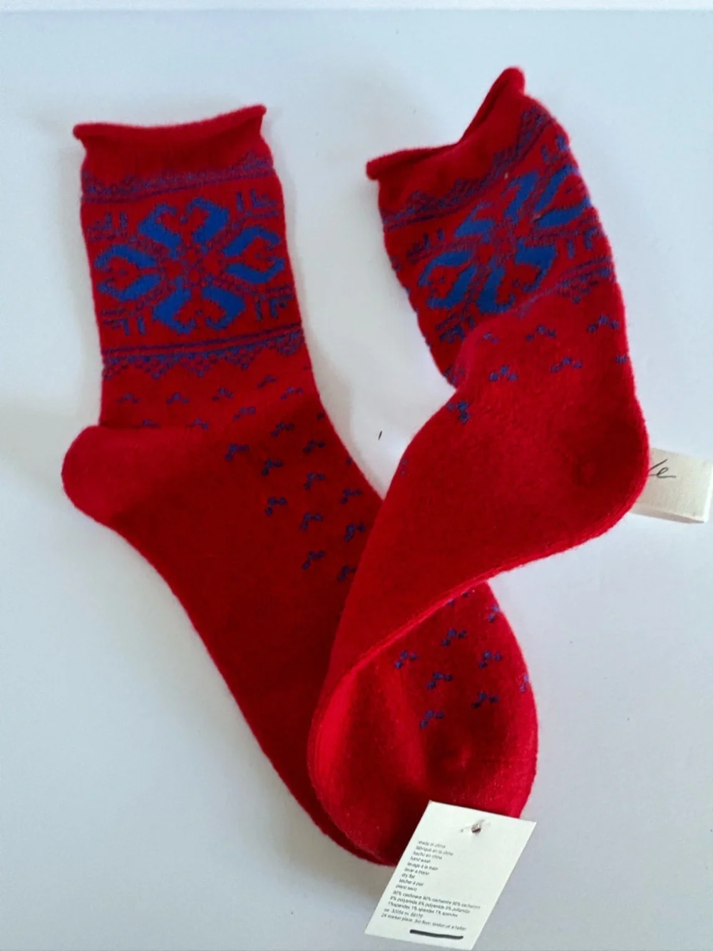 NWT Free People Fair Isle Cashmere Socks